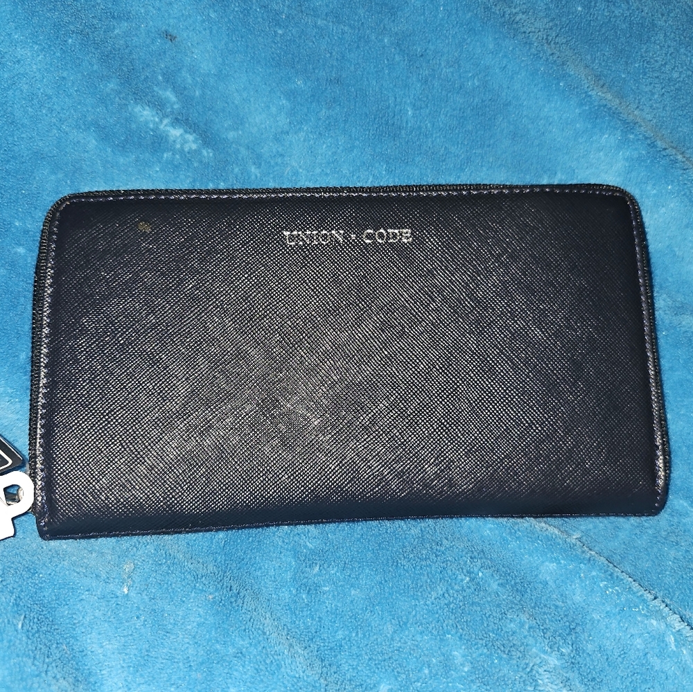Navy Leather Wallet with RFID protection, 180x106x24, NWT!
